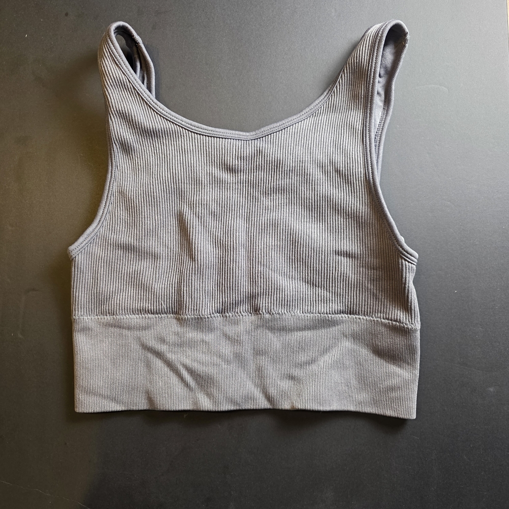 Ribbed Cropped Tank Top in Gray